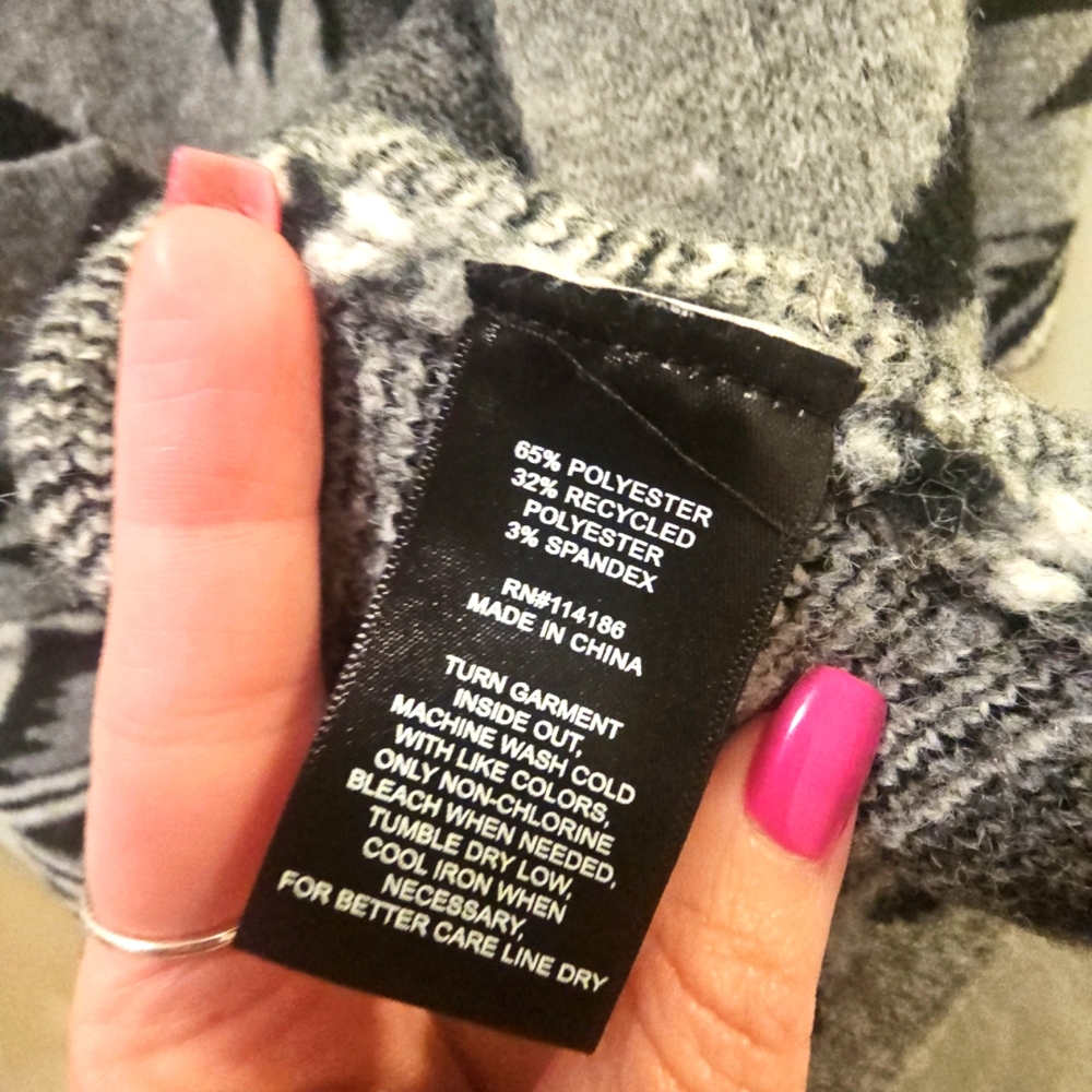 FRYE Women's Geometric Gray and Black Sweater - Picture 3 of 3